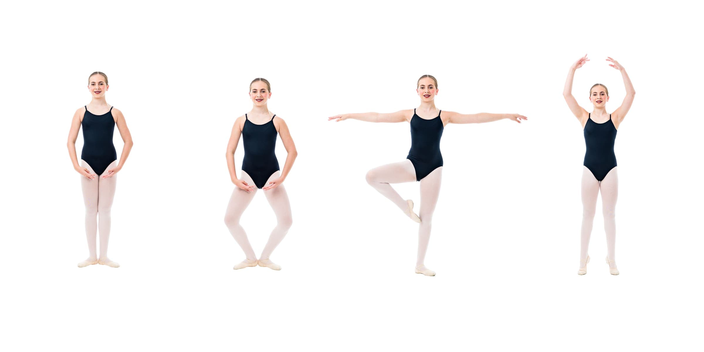 Ballet dancer tying pointe shoes